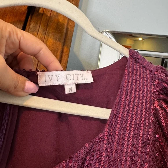 IVY City Clara Elegant Purple Sequin Dress - Picture 3 of 7